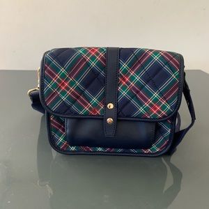 Talbots Nylon Navy Plaid Crossbody Bag